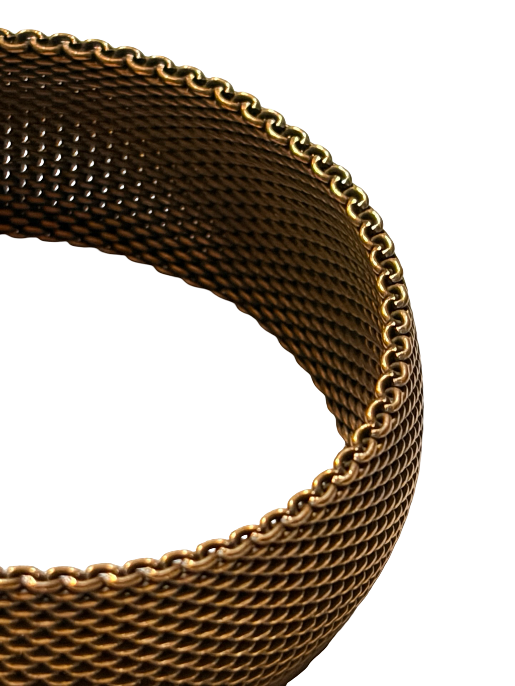 Vintage Gold Tone Wide Mesh Cuff Bracelet Woven Chain Bangle Statement Jewelry