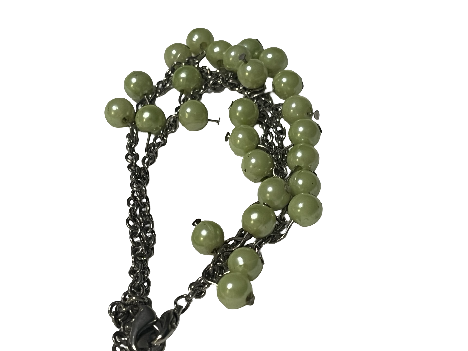 Vintage Green Bead Chain Necklace | Layered Dangle Statement Necklace that turns into a bracelet also