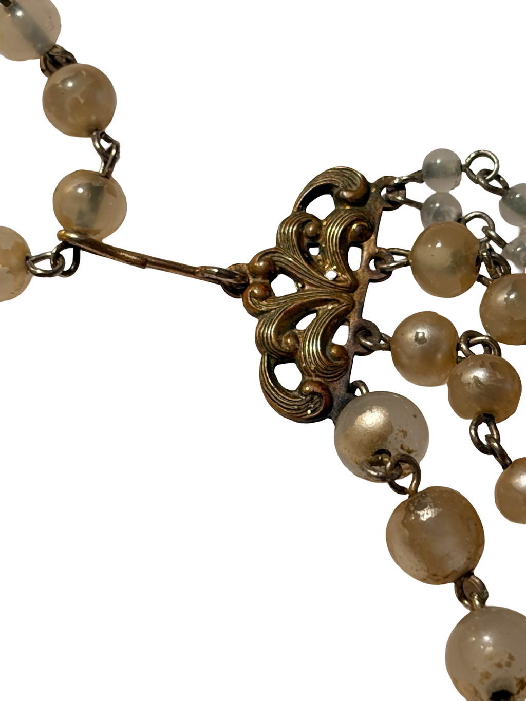 Vintage Multi Strand Faux Pearl Beaded Necklace Art Deco Style Bib Necklace