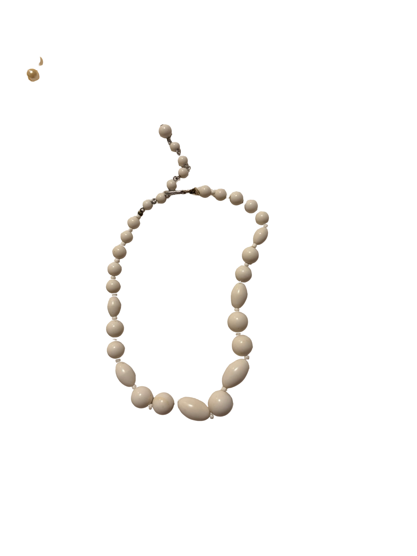 Vintage White Lucite Bead Necklace Mid Century Graduated Beads Adjustable Choker