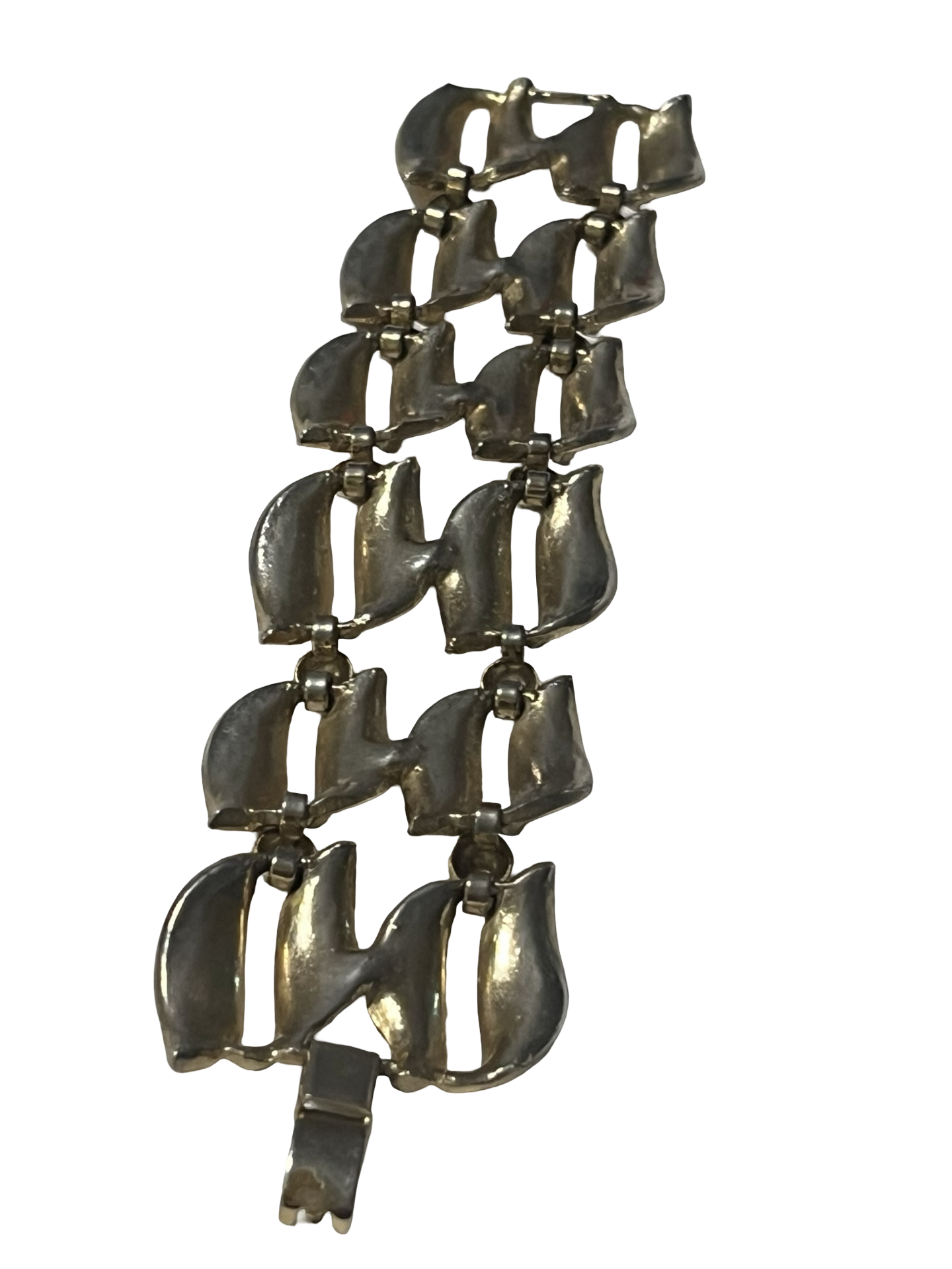Vintage Mid-Century Gold Tone Link Bracelet | Modernist Statement