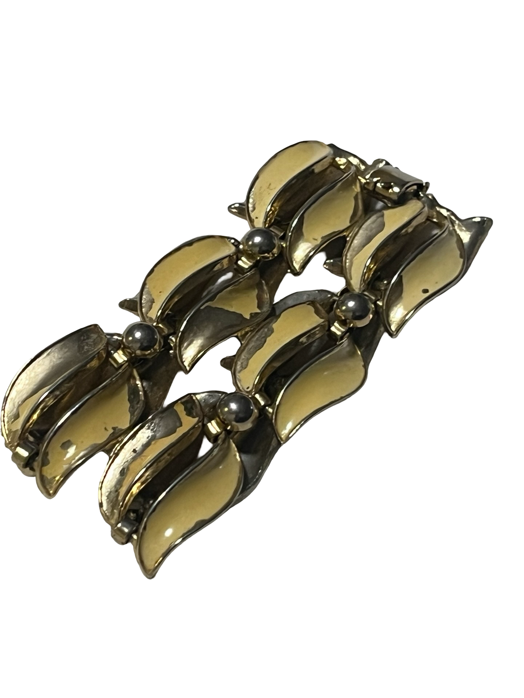 Vintage Mid-Century Gold Tone Link Bracelet | Modernist Statement