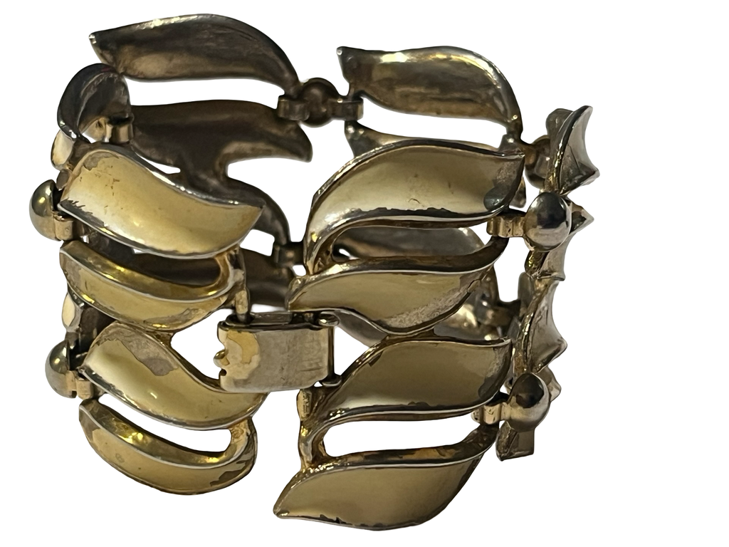 Vintage Mid-Century Gold Tone Link Bracelet | Modernist Statement