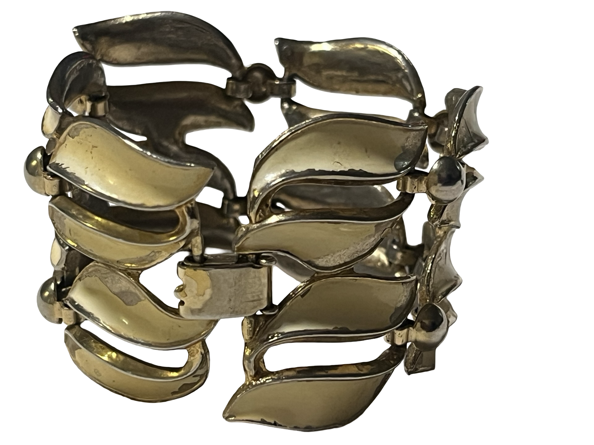 Vintage Mid-Century Gold Tone Link Bracelet | Modernist Statement