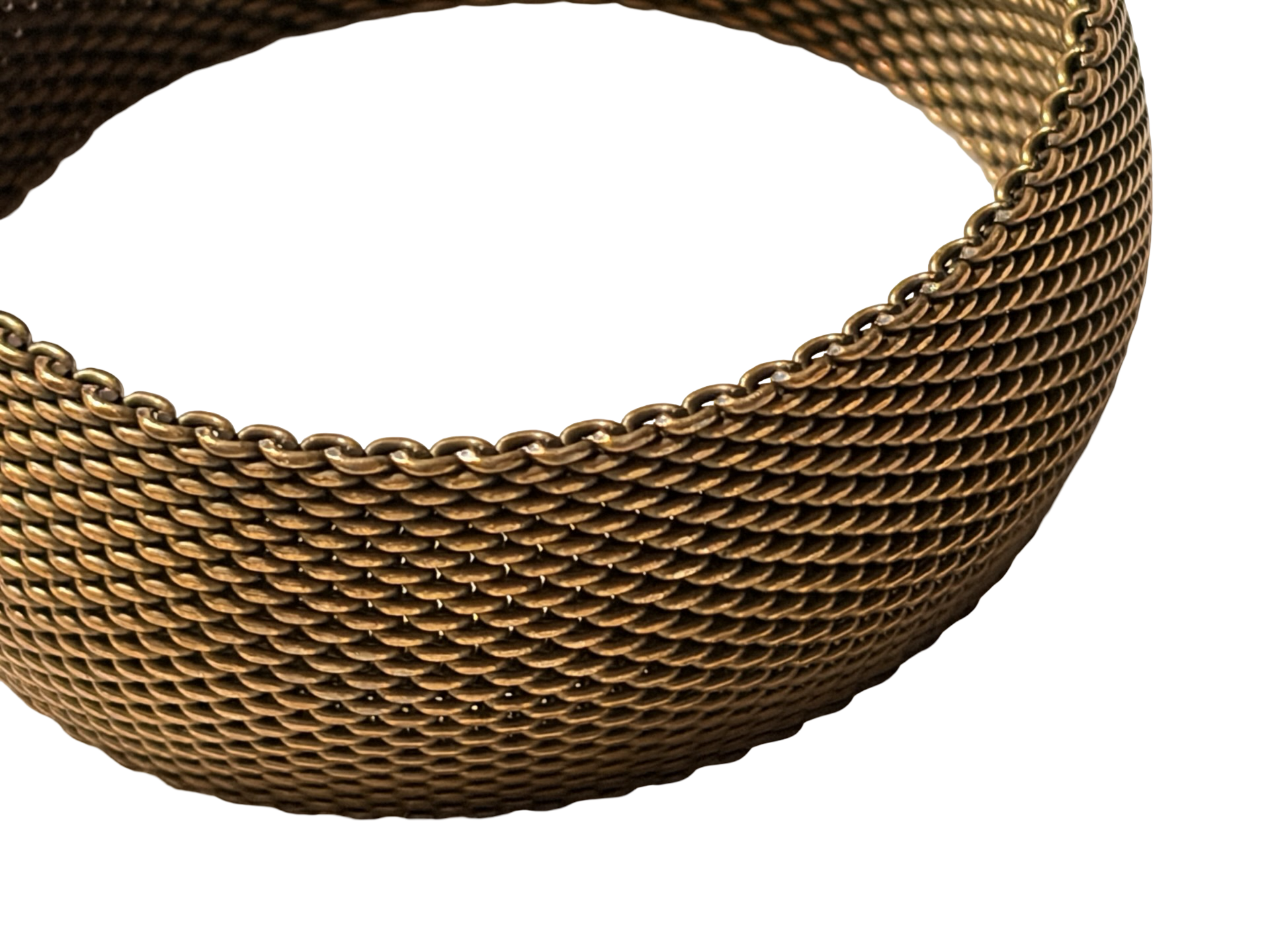 Vintage Gold Tone Wide Mesh Cuff Bracelet Woven Chain Bangle Statement Jewelry