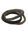 Set of 3 Metallic Mesh Crystal Stretch Bracelets – Silver, Gold, Bronze &amp; Gunmetal