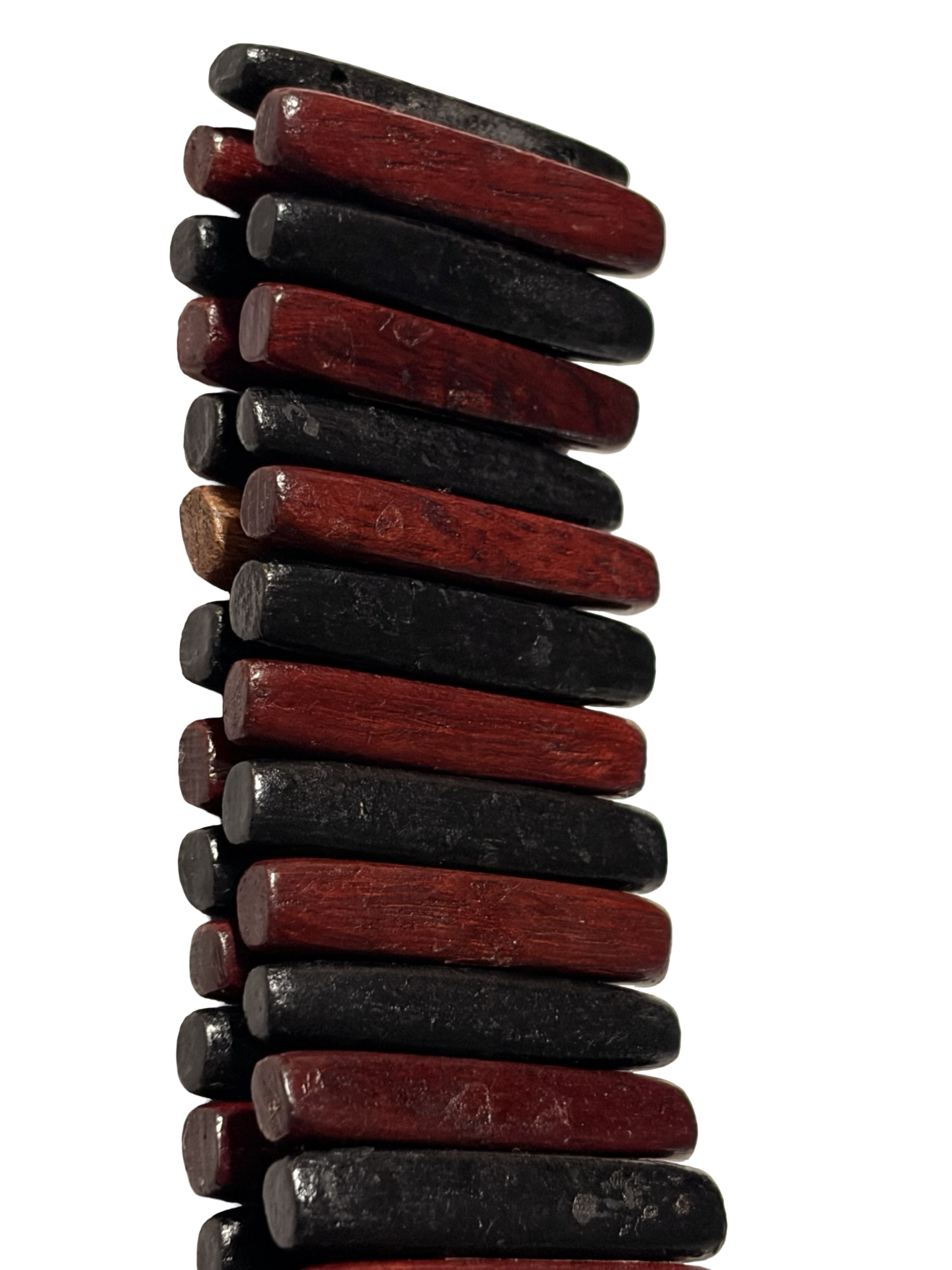 Vintage Stretch Wooden Bracelet Red &amp; Black Wood Slat Boho Artisan Statement Bangle