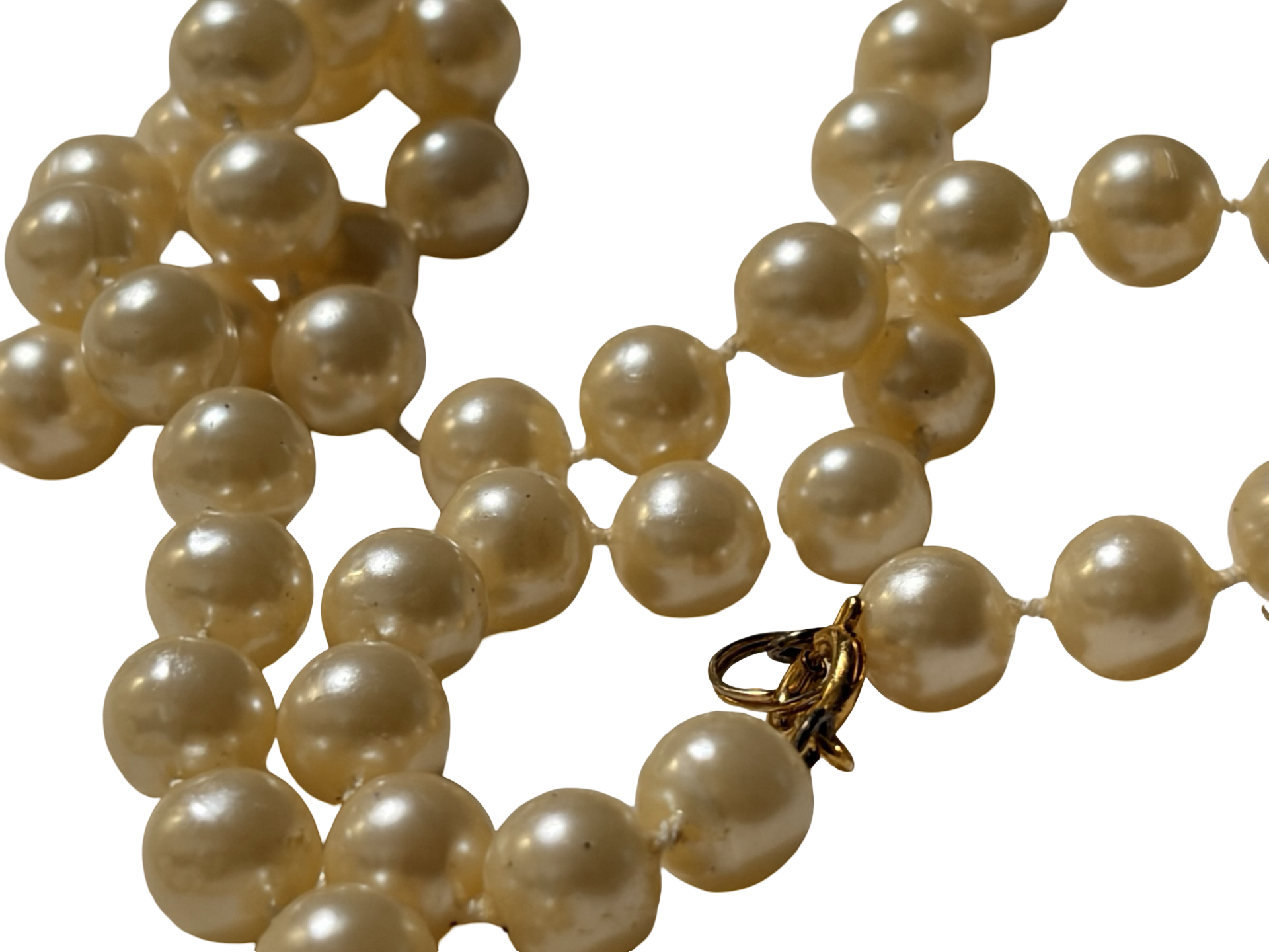 Vintage Cream Faux Pearl Beaded Necklace Classic Single Strand Gold Tone Clasp