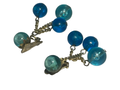 Vintage Hong Kong Blue Lucite Bead Cluster Clip-On Earrings | Mid Century Dangle Costume Jewelry