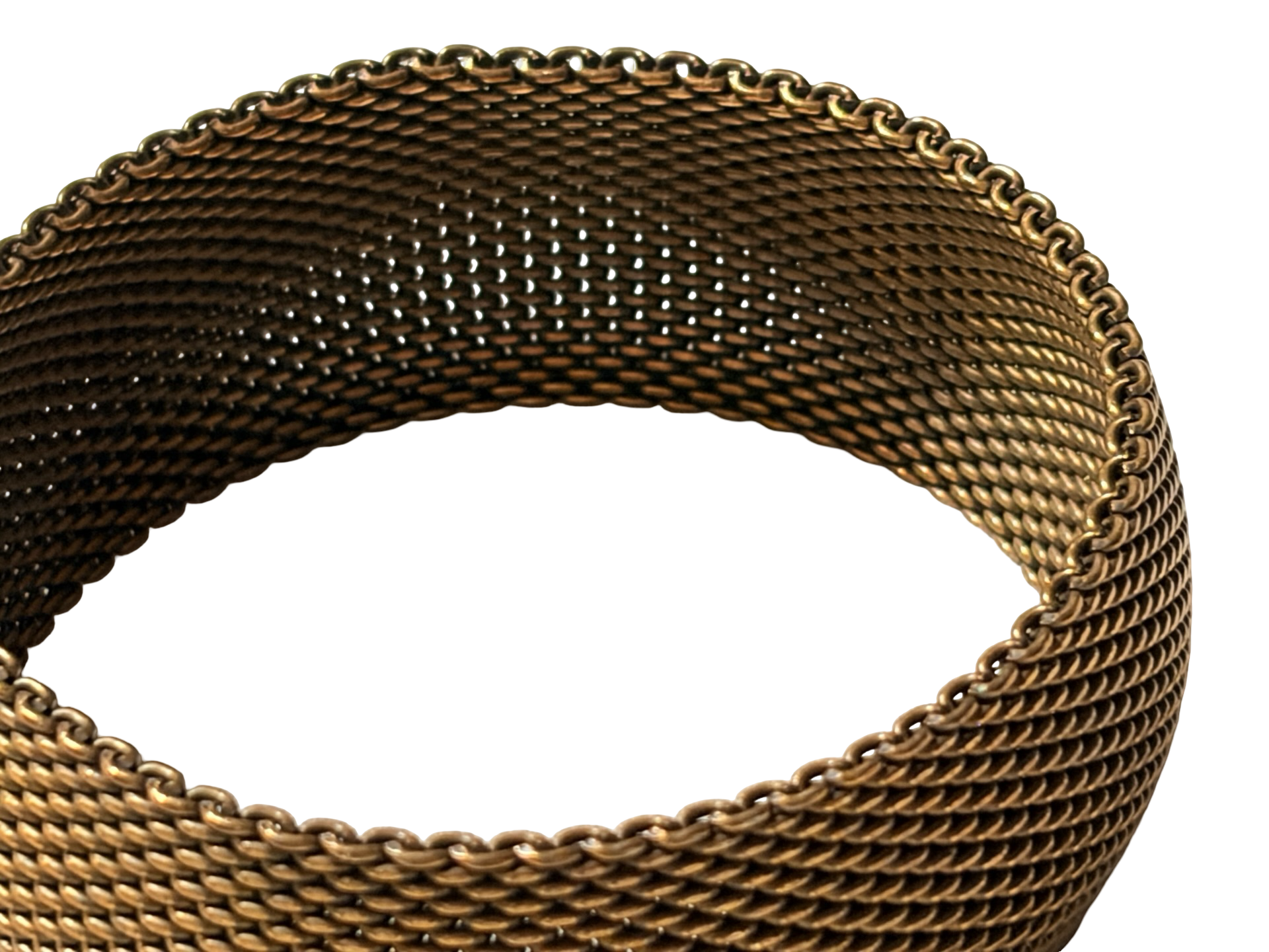 Vintage Gold Tone Wide Mesh Cuff Bracelet Woven Chain Bangle Statement Jewelry
