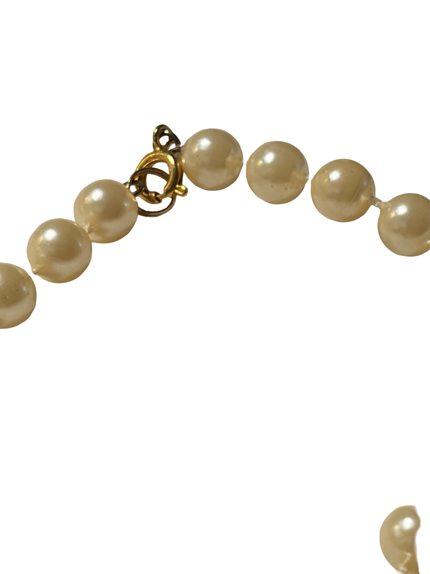 Vintage Cream Faux Pearl Beaded Necklace Classic Single Strand Gold Tone Clasp