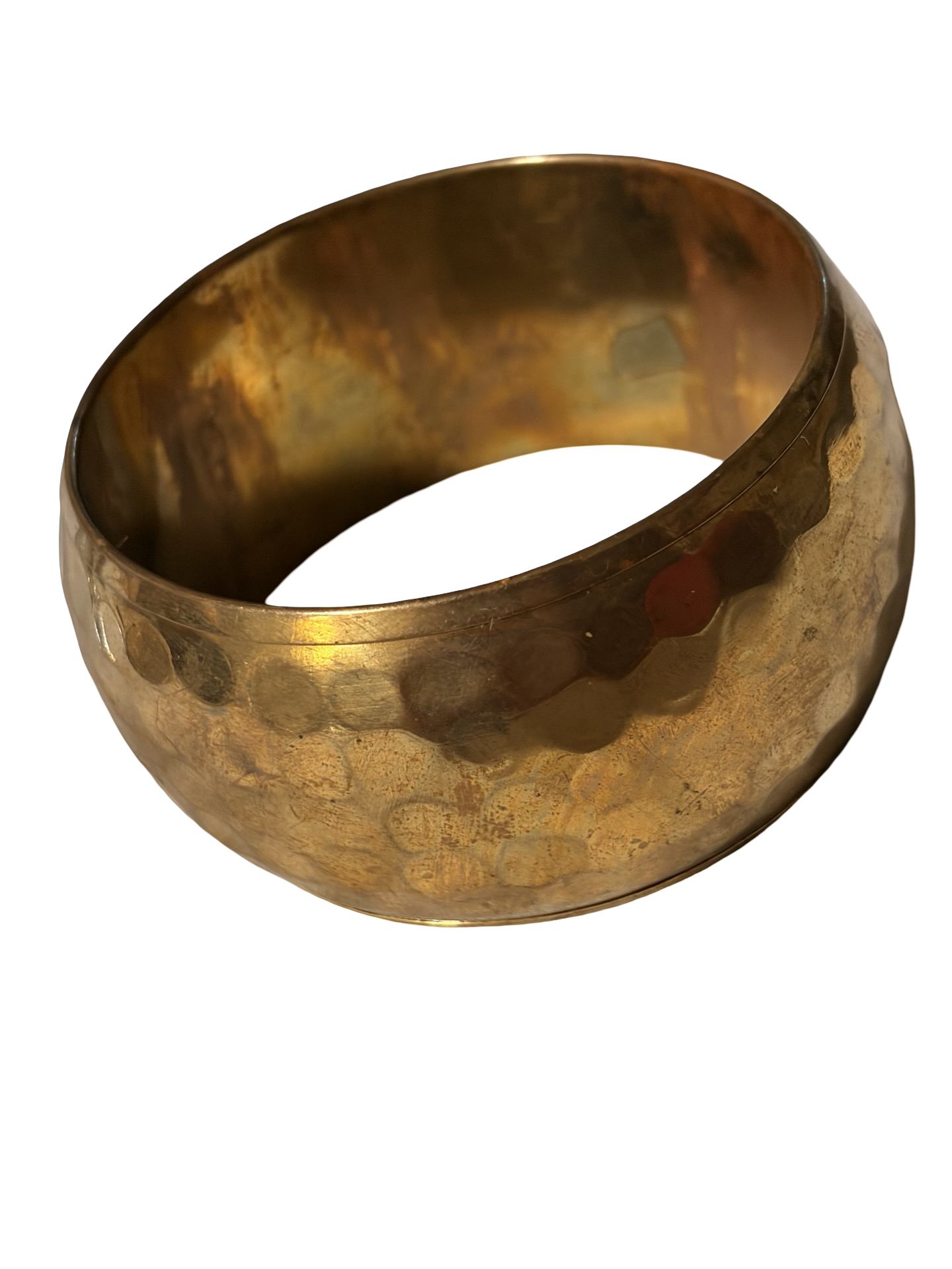 Vintage Hammered Brass Wide Cuff Bangle Bracelet – Artisan Boho Statement Jewelry