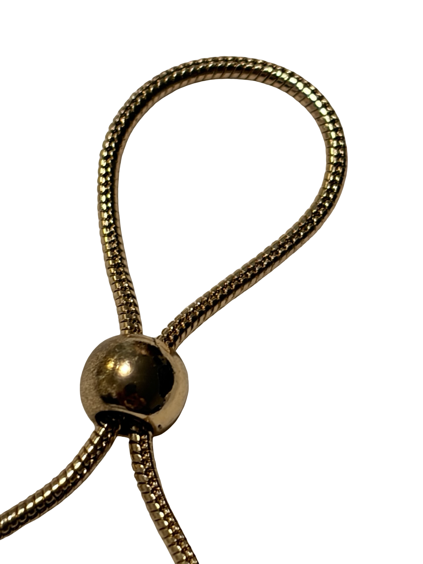 Vintage Gold Tone Adjustable Snake Chain Bolo Lariat Necklace Double Bar Tassel Minimalist