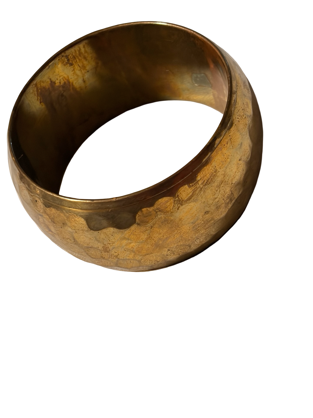 Vintage Hammered Brass Wide Cuff Bangle Bracelet – Artisan Boho Statement Jewelry