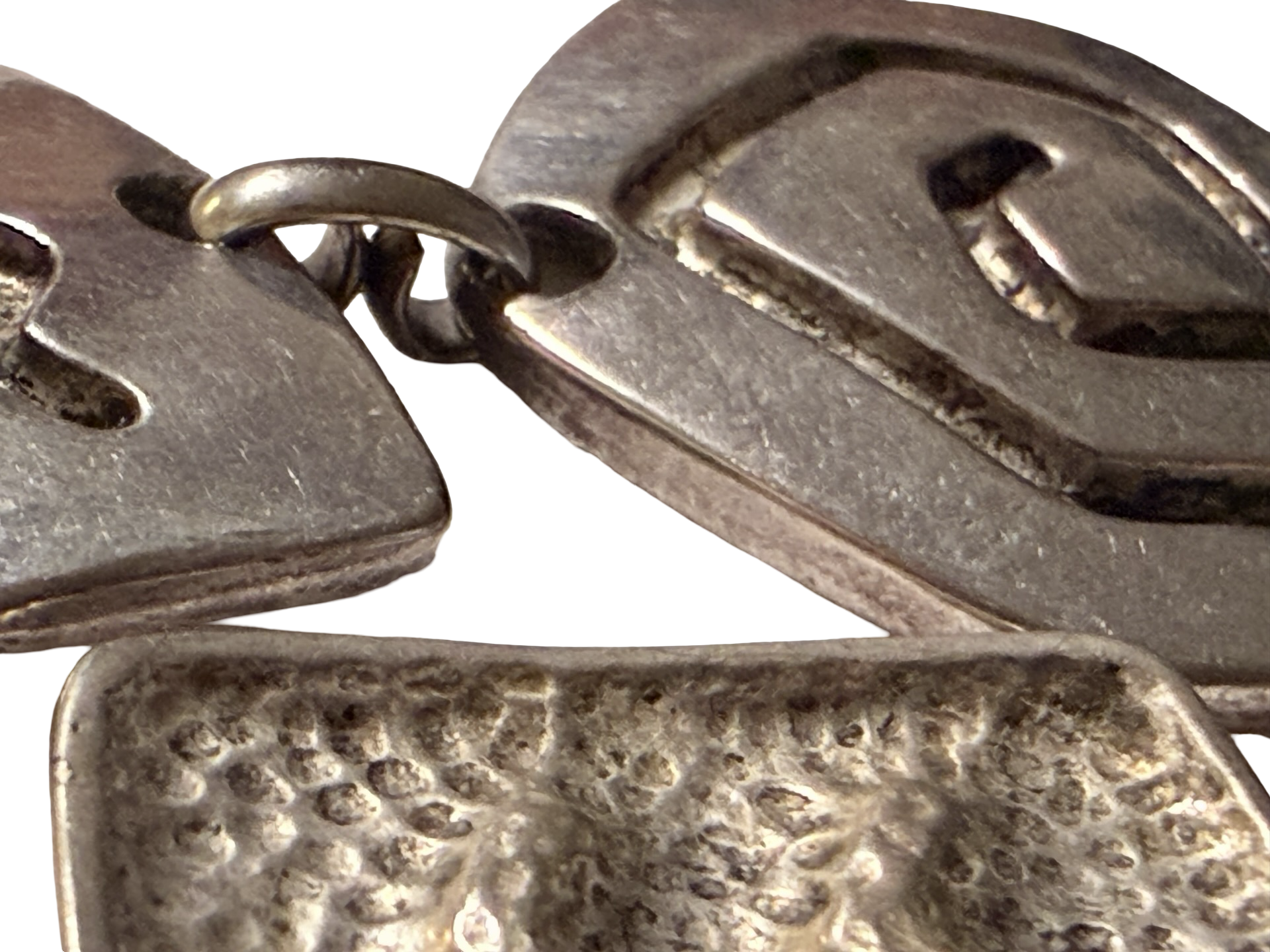 Vintage Modernist Silver Tone Geometric Panel Necklace Abstract Brutalist Statement Necklace Adjustable