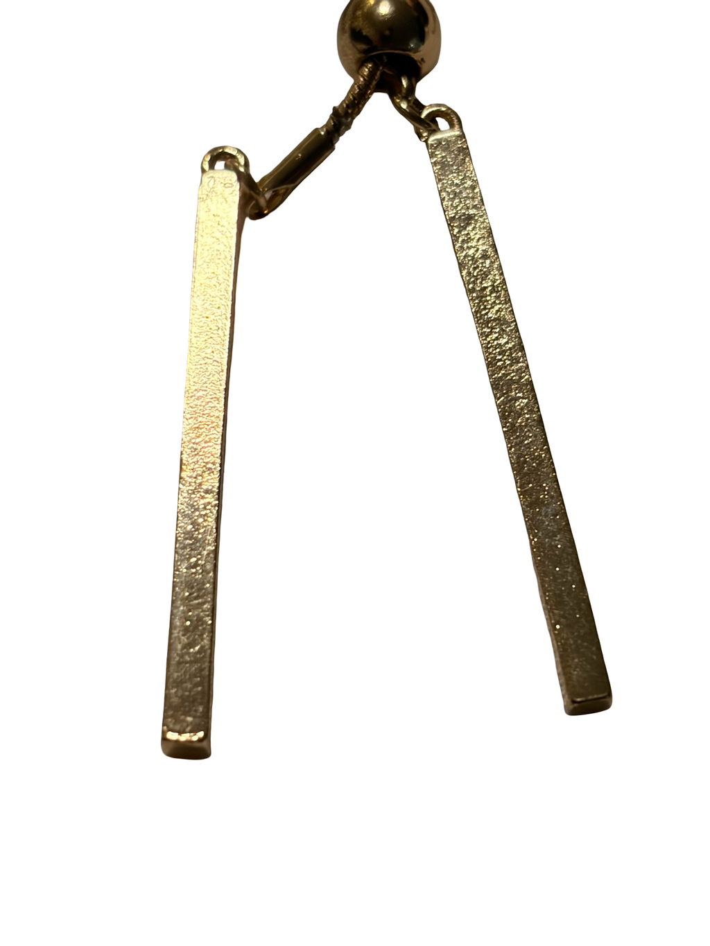 Vintage Gold Tone Adjustable Snake Chain Bolo Lariat Necklace Double Bar Tassel Minimalist