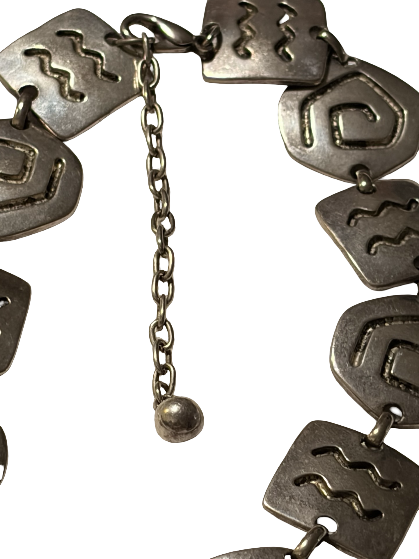 Vintage Modernist Silver Tone Geometric Panel Necklace Abstract Brutalist Statement Necklace Adjustable