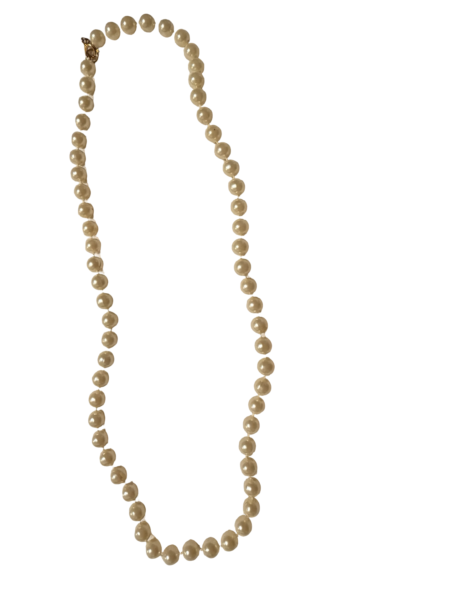 Vintage Cream Faux Pearl Beaded Necklace Classic Single Strand Gold Tone Clasp