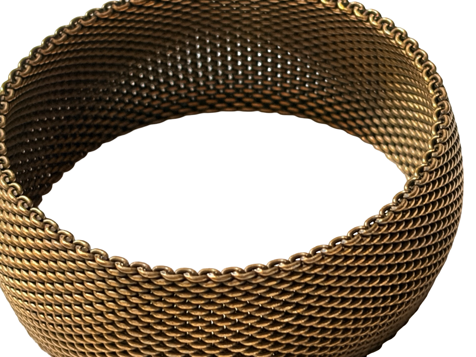 Vintage Gold Tone Wide Mesh Cuff Bracelet Woven Chain Bangle Statement Jewelry