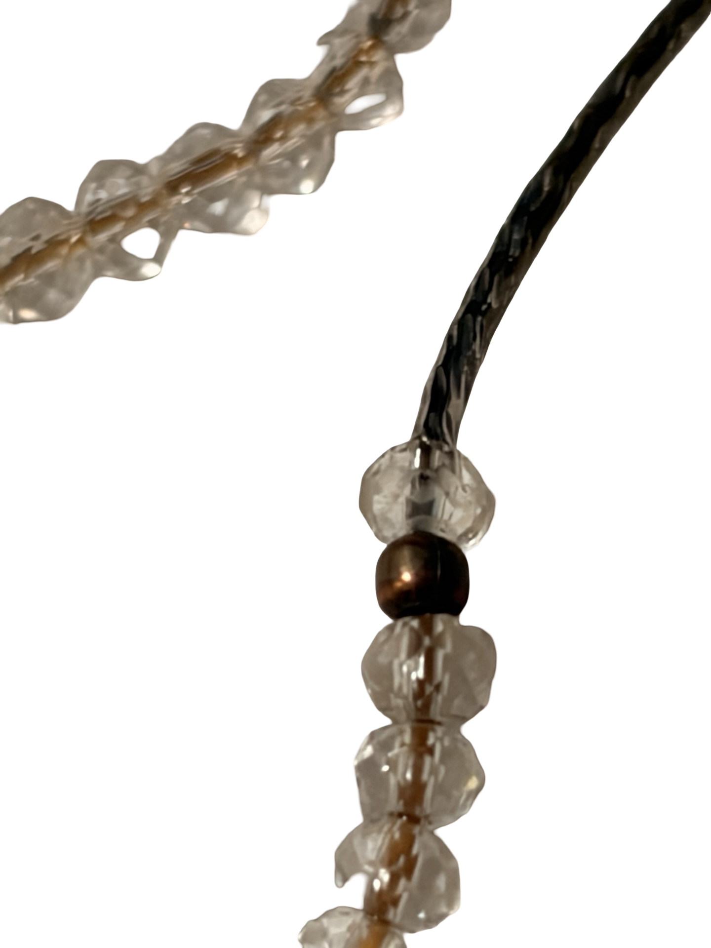 Vintage Faceted Crystal Bead &amp; Black Cord Bracelet Minimalist Boho Stretch Style