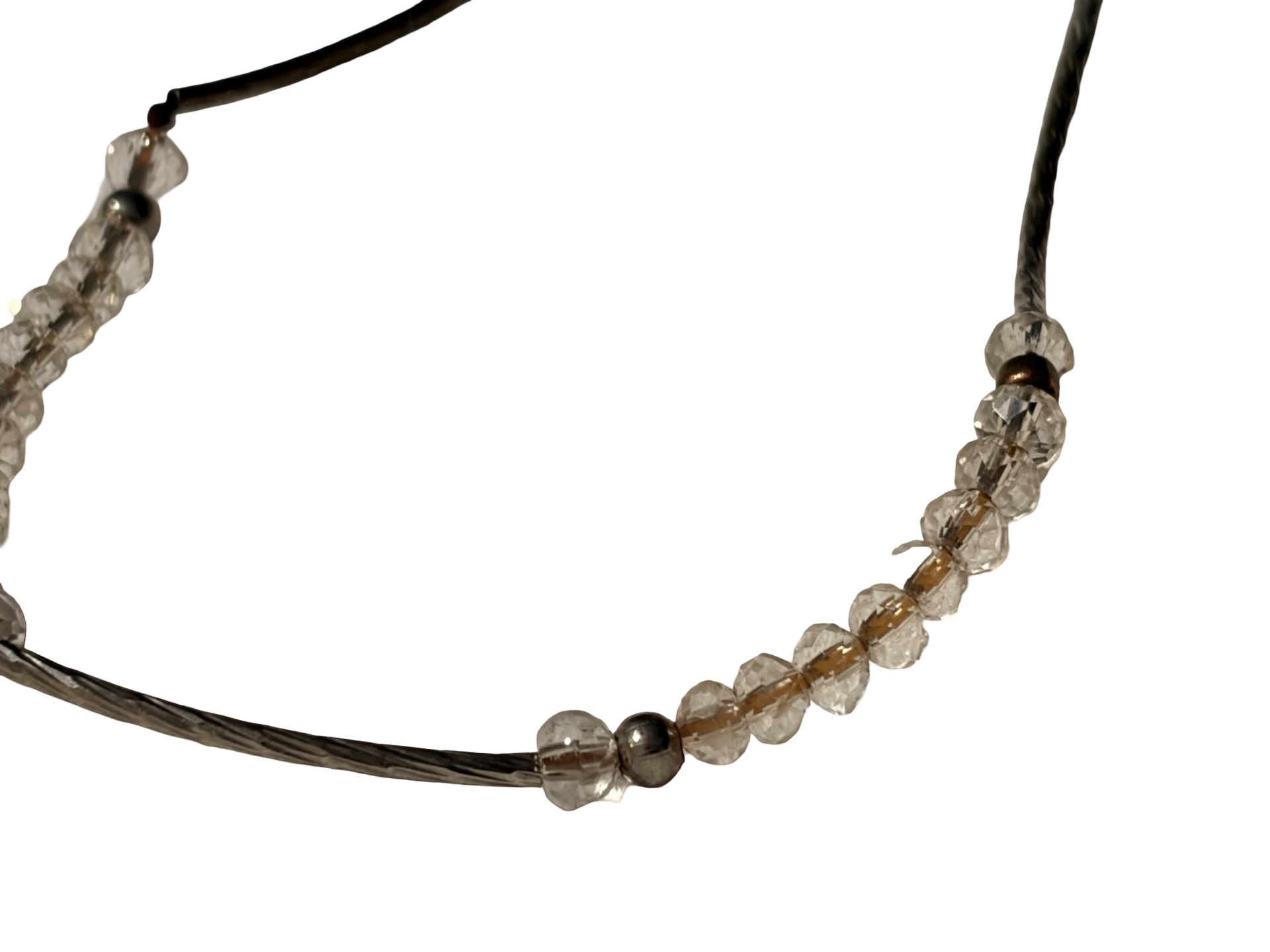 Vintage Faceted Crystal Bead &amp; Black Cord Bracelet Minimalist Boho Stretch Style