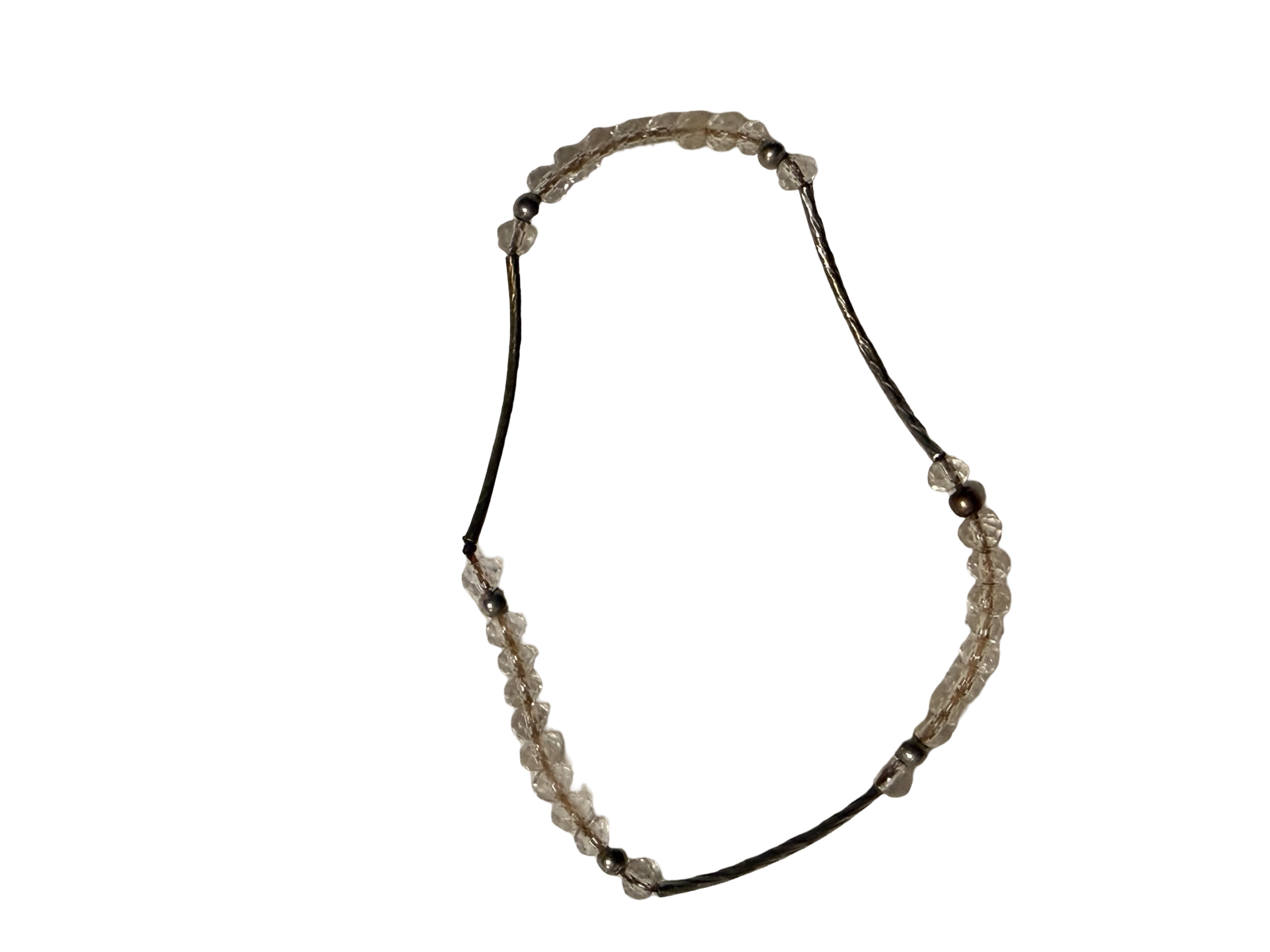 Vintage Faceted Crystal Bead &amp; Black Cord Bracelet Minimalist Boho Stretch Style
