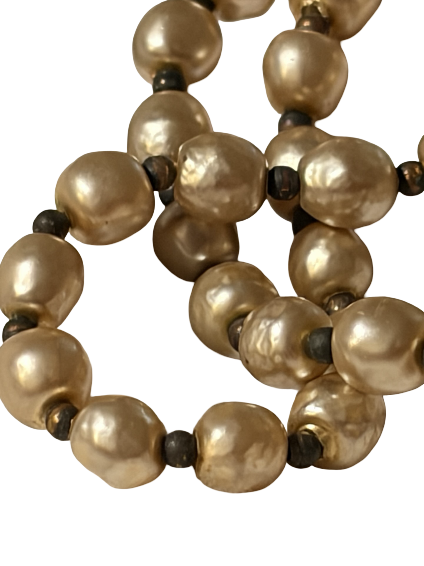 Vintage Faux Pearl Beaded Necklace with Oversized Pearl Clasp | Mid-Century Statement Necklace