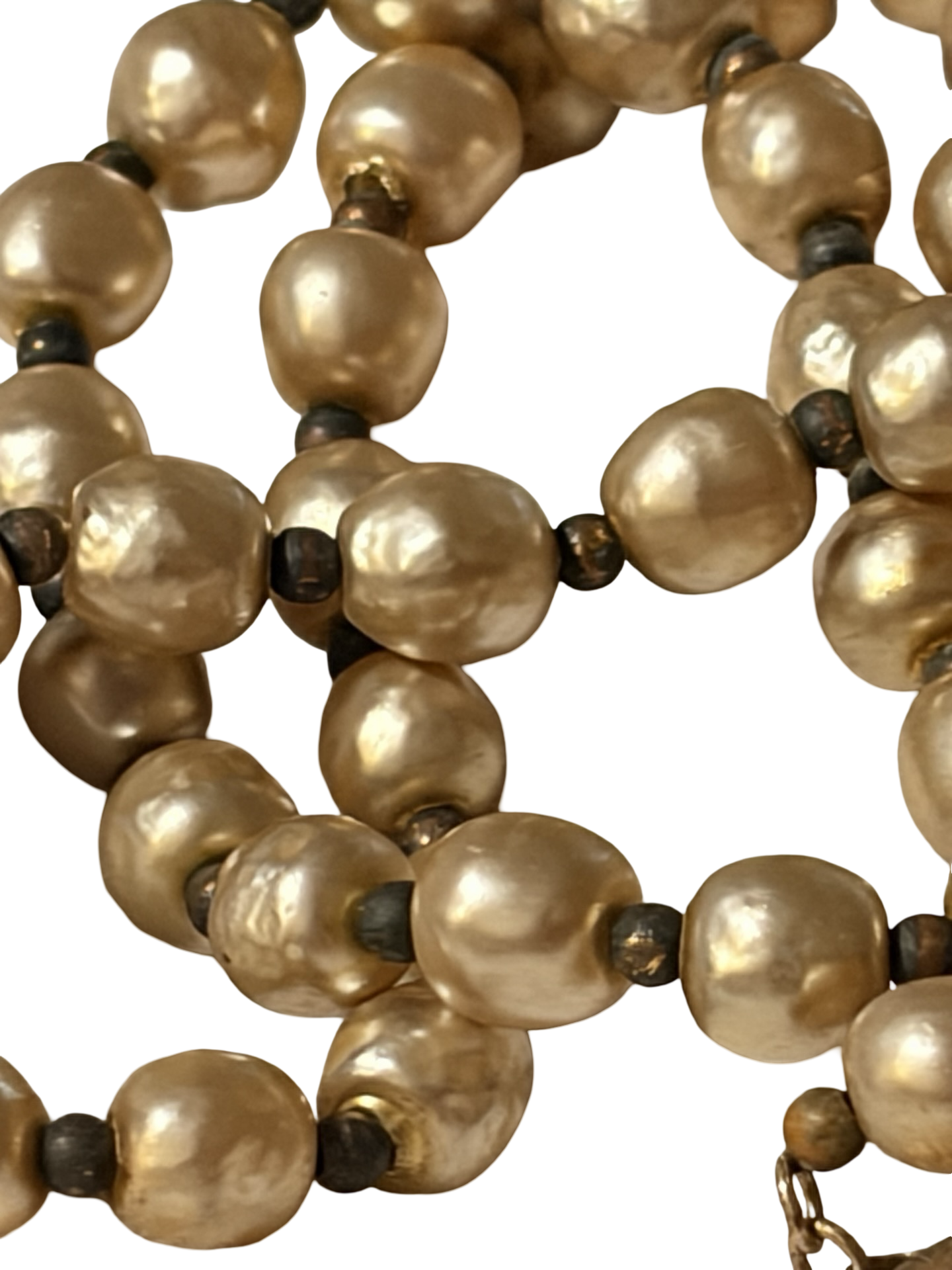 Vintage Faux Pearl Beaded Necklace with Oversized Pearl Clasp | Mid-Century Statement Necklace