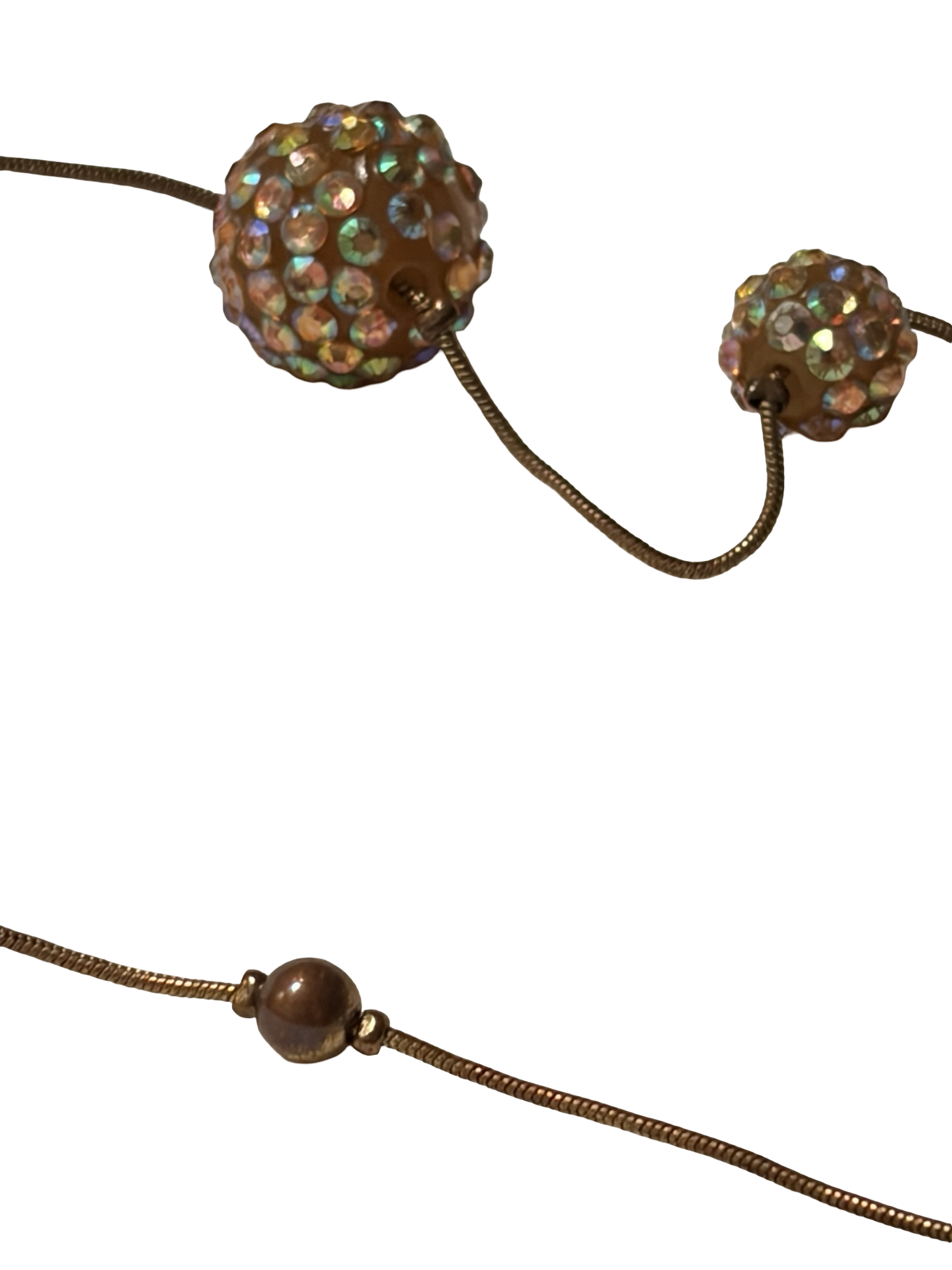 Vintage Faux Pearl &amp; Aurora Borealis Rhinestone Ball Station Necklace
