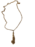 Vintage Gold Tone Tassel Necklace | Long Chain Fringe Pendant Necklace | Retro Statement Jewelry