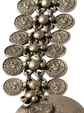 Vintage Silver Tone Turkish Coin Drape Necklace, Belly Dance / Boho Style
